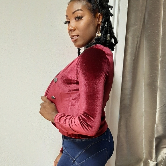 Midnight Velvet Jacket - Wine - Picture 2 of 4
